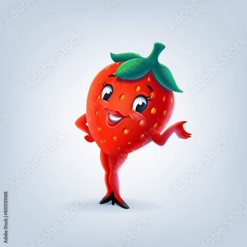 strawberry female cartoon mascot design © mollicart
