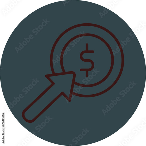 Pay Per Click Grey Red Line Circle Icon Line Circle Icon