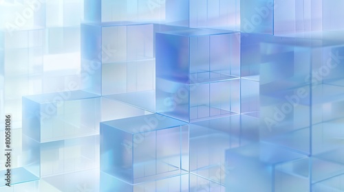 A mesmerizing array of reflective cubes in different transparencies with a cool blue gradient for a modern look photo