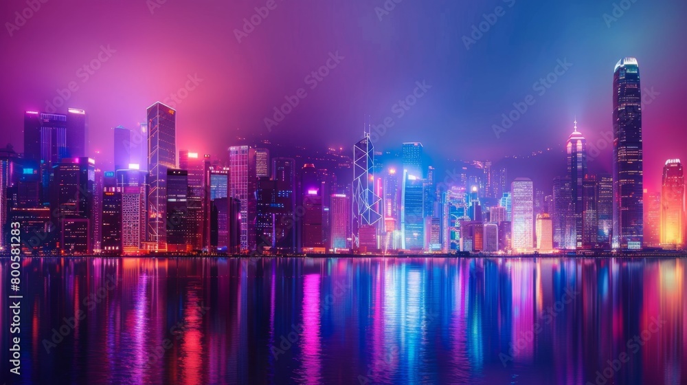 A vibrant city skyline with skyscrapers lit up in celebration of a festive occasion, showcasing the spirit and vitality of urban culture and life. A vibrant city skyline with skyscrapers lit up in celebration of a festive occasion, showcasing the spirit and vitality of urban culture and life.
