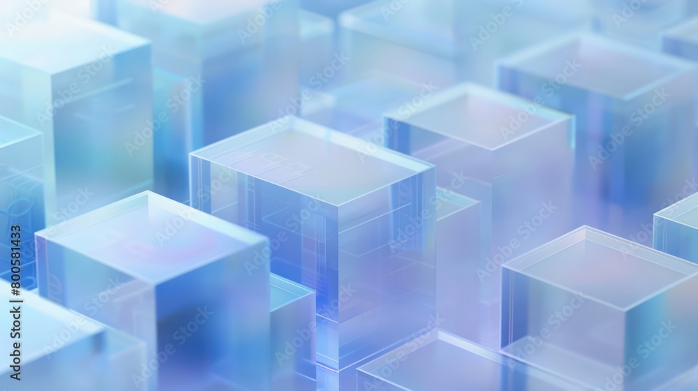 Dreamy image of translucent 3D blocks floating in a haze of soft blue, symbolizing structure and imagination Dreamy image of translucent 3D blocks floating in a haze of soft blue, symbolizing structure and imagination