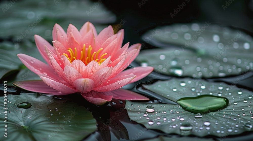 Pink Water Lilies in a Pond
