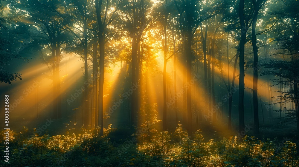 Dawn's Golden Whisper in the Misty Woods Dawn's Golden Whisper in the Misty Woods