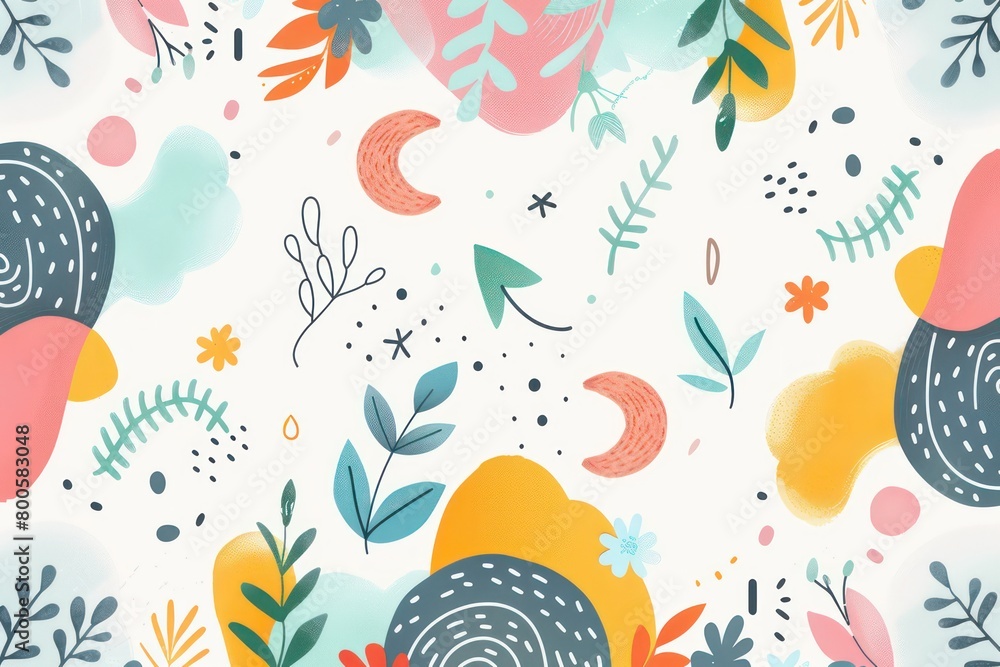 children friendly pattern with light pastel colors on a white background children friendly pattern with light pastel colors on a white background