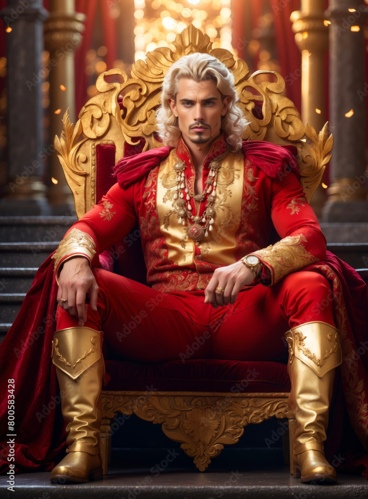 A blonde prince on his golden throne