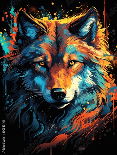 a painting wolf in motion, capturing the untamed and free-spirited nature of these magnificent creatures