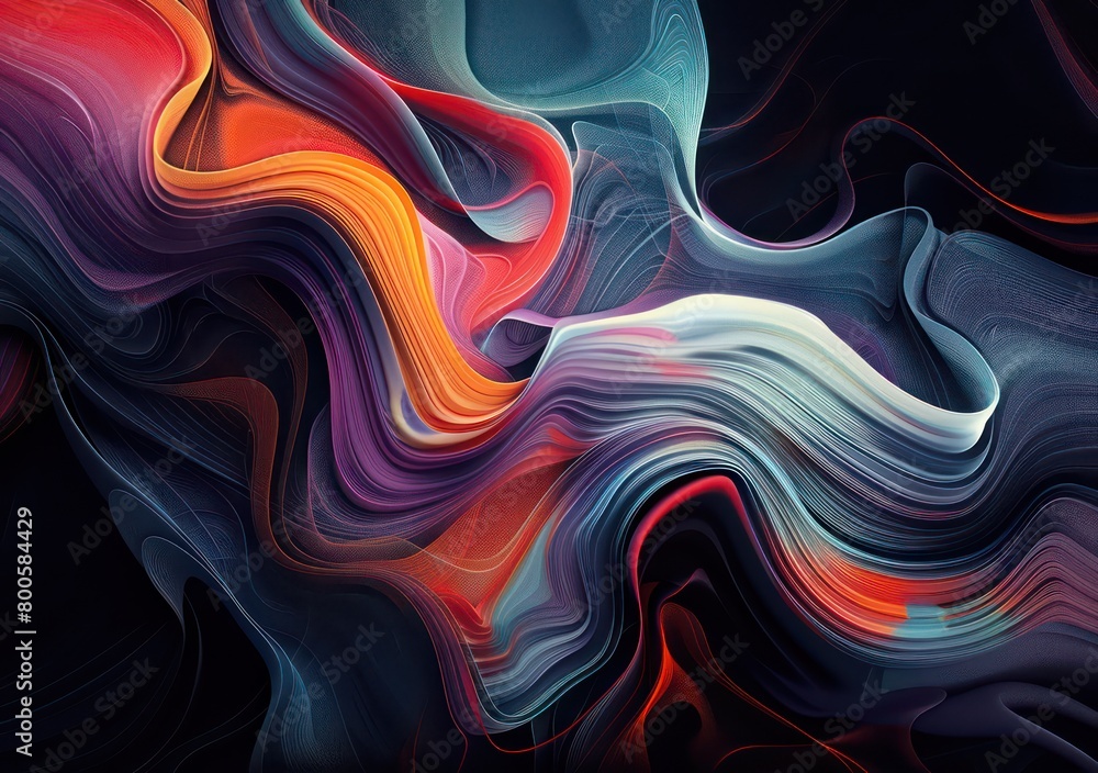 abstract digital art wallpaper with wavy and smoky graphic elements, spectral hues and tones within a dark theme abstract digital art wallpaper with wavy and smoky graphic elements, spectral hues and tones within a dark theme