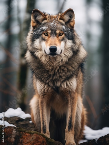 photo a lone wolf standing proudly  representing strength  independence  and resilience