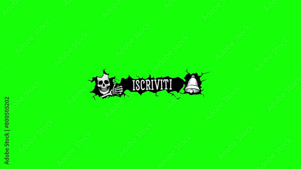 Subscribe like and bell click skull cartoon dark animation 4K video with transparency Green Screen and Luma Matte (black and white mask) Italian Subscribe like and bell click skull cartoon dark animation 4K video with transparency Green Screen and Luma Matte (black and white mask) Italian
