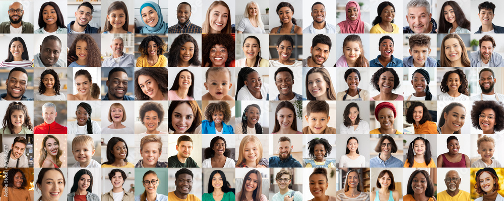 Variety of faces in a diverse portrait grid Variety of faces in a diverse portrait grid