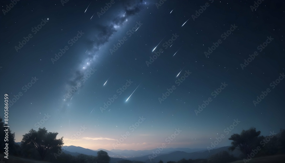 Dreamy Celestial Night Sky With A Meteor Shower A Upscaled 2