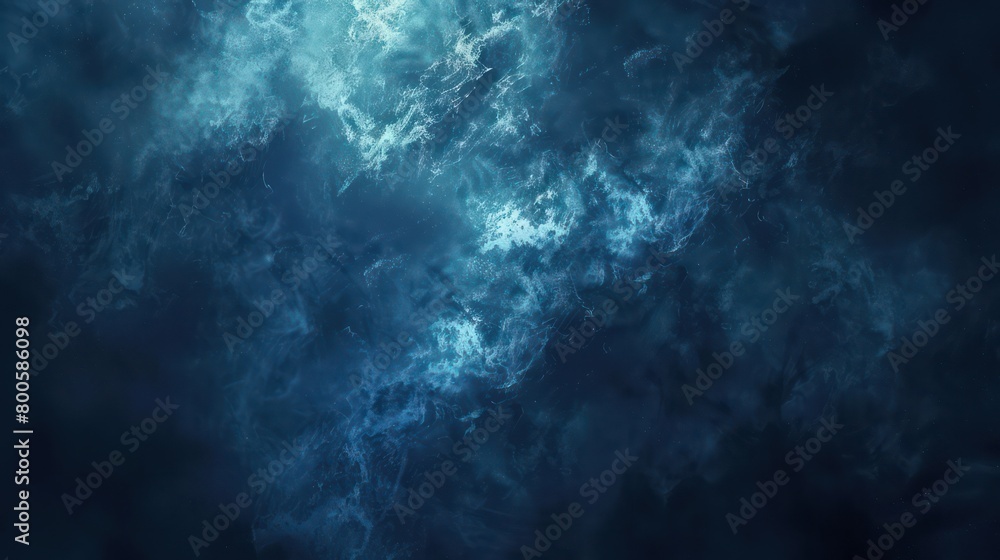 Artistic illustration portraying a deep blue cosmic phenomenon with a swirling nebula pattern