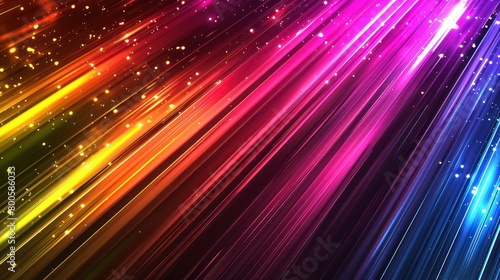 An array of vivid, colorful streaks of light crossing each other, creating a visually dynamic abstract pattern