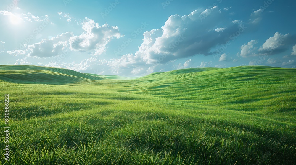 meadow lush green wallpaper, realistic and vivid