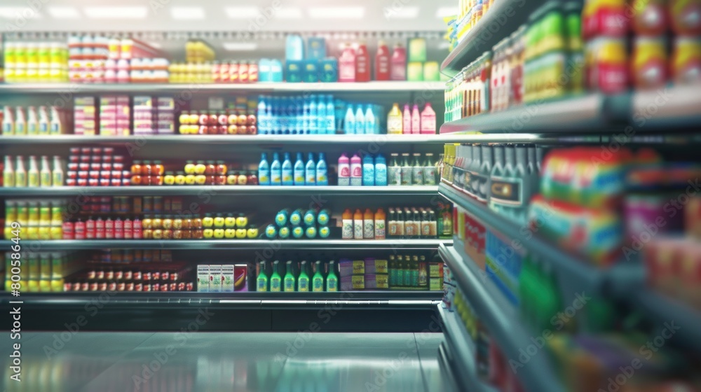 A grocery store aisle with many different types of beverages on the shelves. The store is well stocked and organized, with a variety of options for customers to choose from. The atmosphere is bright