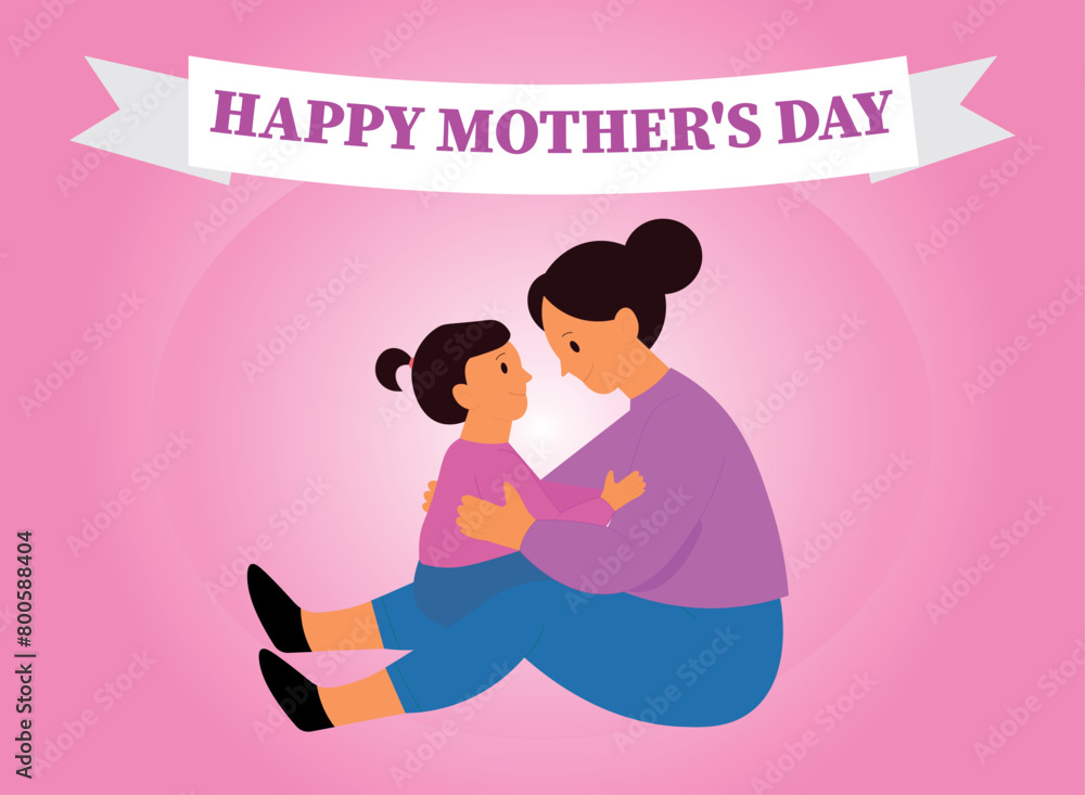 Happy Mother's Day text, with Mother's Day illustration Happy Mother's Day text, with Mother's Day illustration