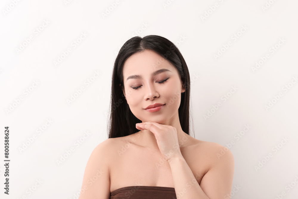 Portrait of beautiful woman on white background Portrait of beautiful woman on white background