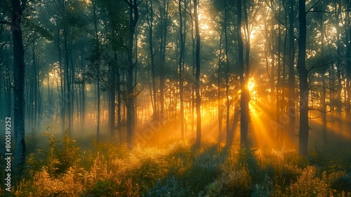 Dawn s Golden Whisper in the Misty Woods