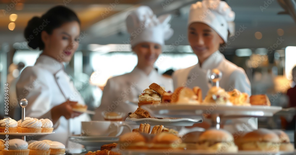 pastry confection in a realistic background with staff
pastry confection in a realistic background with staff