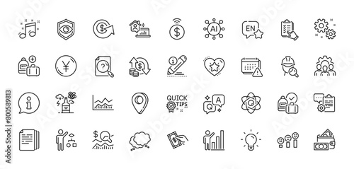 Yen money, Eye detect and Team work line icons pack. AI, Question and Answer, Map pin icons. Alcohol addiction, Algorithm, Trade infochart web icon. English, Quick tips, Work home pictogram. Vector