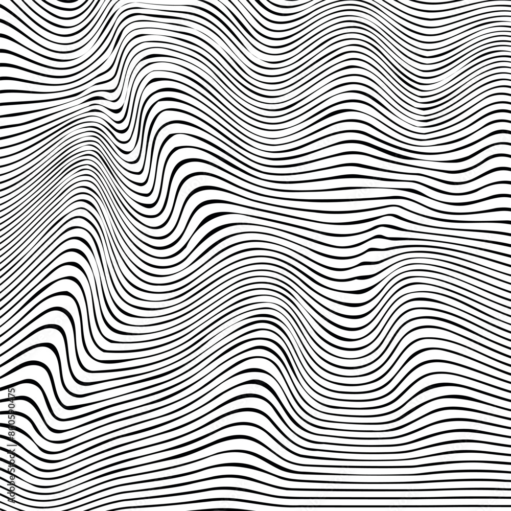 Linear Waves: Black Lines on White Background Linear Waves: Black Lines on White Background