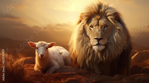 The Lion and the Lamb, Bible's description of the coming of Jesus Christ. © hamad