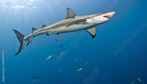 A Hammerhead Shark Circling A Bait Ball Upscaled 6 photo