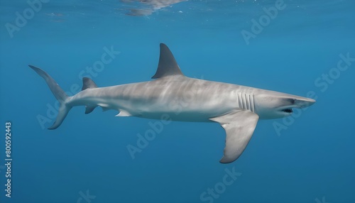 A Hammerhead Shark Gliding Through The Water With Upscaled
