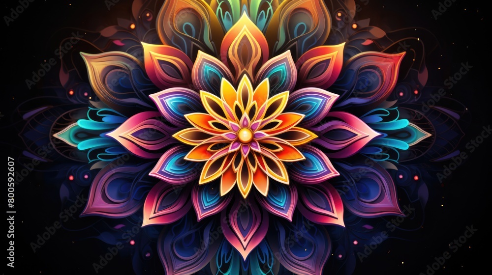 A picture intricate and mind-bending mandala composed of vibrant colors and intricate patterns A picture intricate and mind-bending mandala composed of vibrant colors and intricate patterns