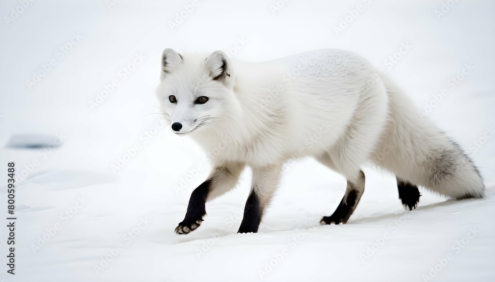 An Arctic Fox With Its Sleek Body Moving Stealthil