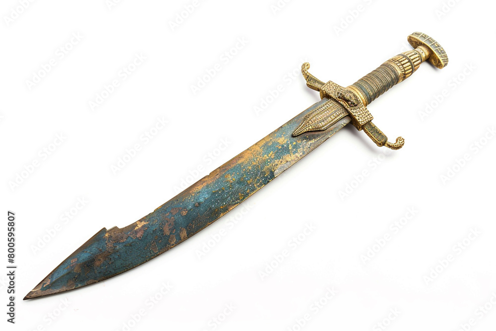 An ancient Egyptian khopesh sword with a serpentine blade, isolated on solid white background. An ancient Egyptian khopesh sword with a serpentine blade, isolated on solid white background.