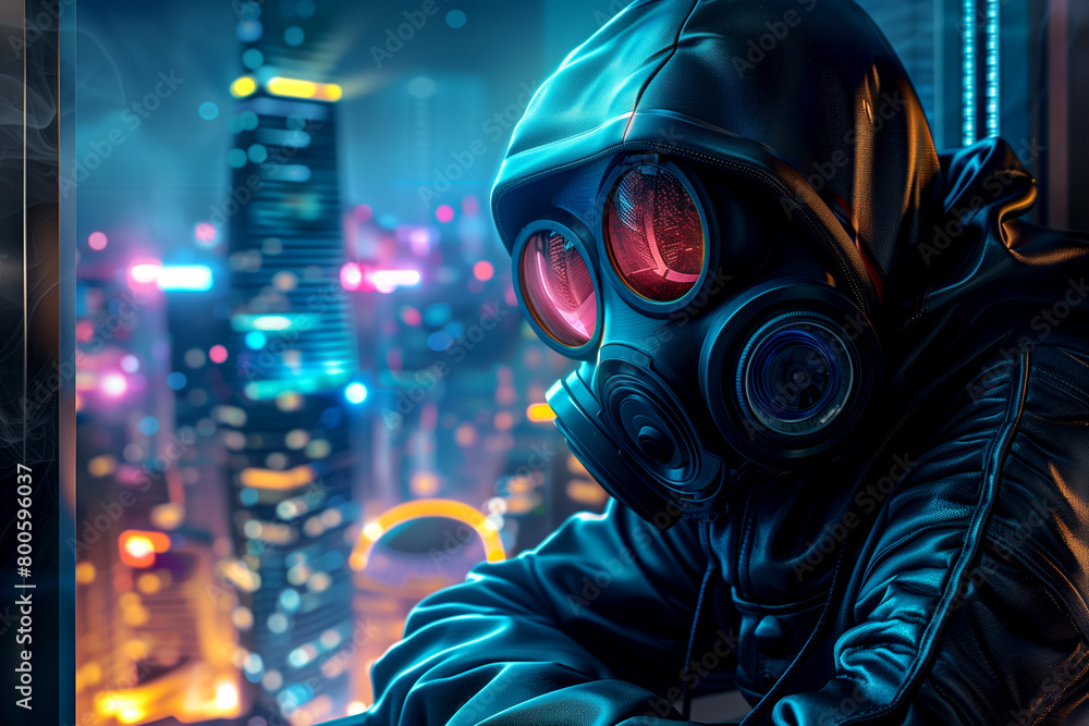 The city is lit up with neon lights, creating a futuristic The city is lit up with neon lights, creating a futuristic