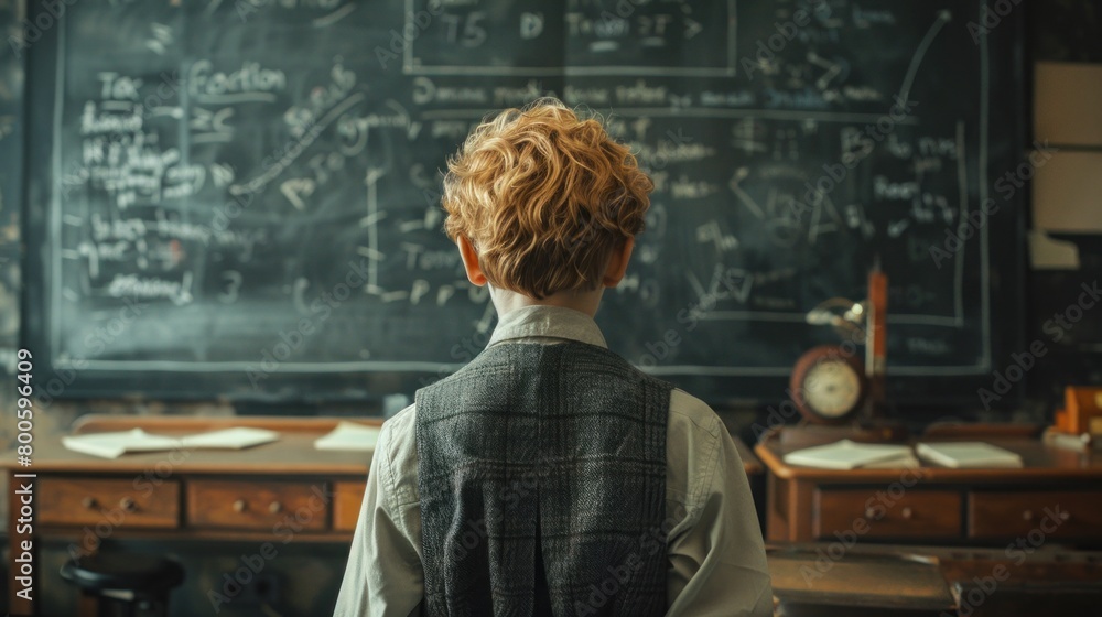 Frame the dedication of a teacher, standing before a chalkboard filled with equations, inspiring the next generation of thinkers. Frame the dedication of a teacher, standing before a chalkboard filled with equations, inspiring the next generation of thinkers.