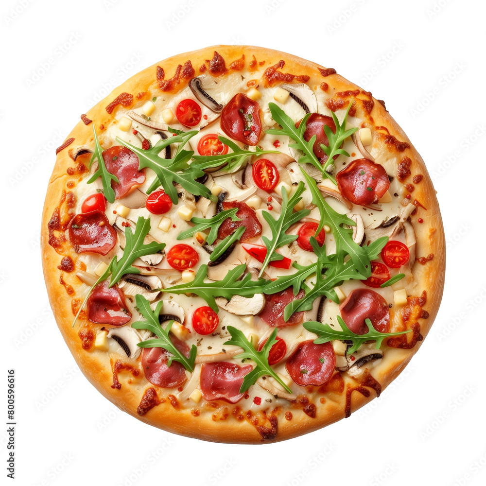 isolated pizza, top view isolated pizza, top view