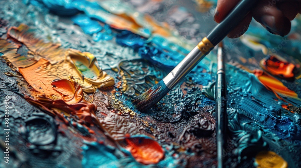 Showcase the creativity and passion of an artist, surrounded by their tools, lost in the process of creation. Showcase the creativity and passion of an artist, surrounded by their tools, lost in the process of creation.
