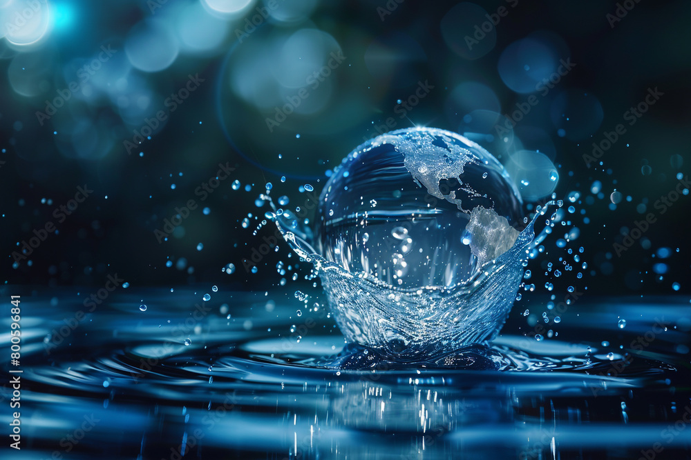 Abstract hi tech collaboration on Earth focusing on sustainable solutions to the global water crisis Abstract hi tech collaboration on Earth focusing on sustainable solutions to the global water crisis