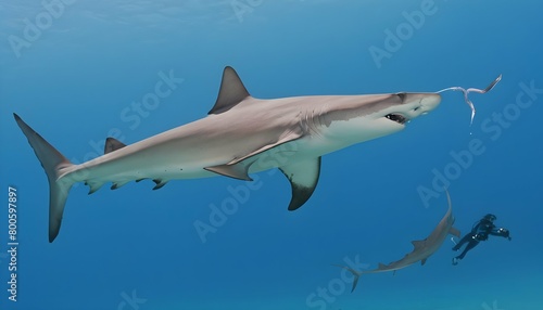 A Hammerhead Shark With A Remora Fish Hitching A R Upscaled 3 © Taobra