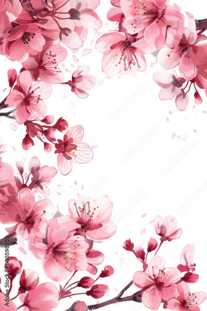 Vibrant cherry blossoms in full bloom with a white faded background for a fresh, springtime feel perfect for diverse design needs Vibrant cherry blossoms in full bloom with a white faded background for a fresh, springtime feel perfect for diverse design needs