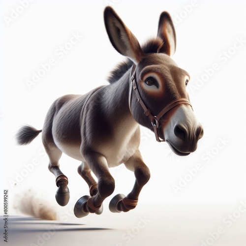 close up of a donkey on white