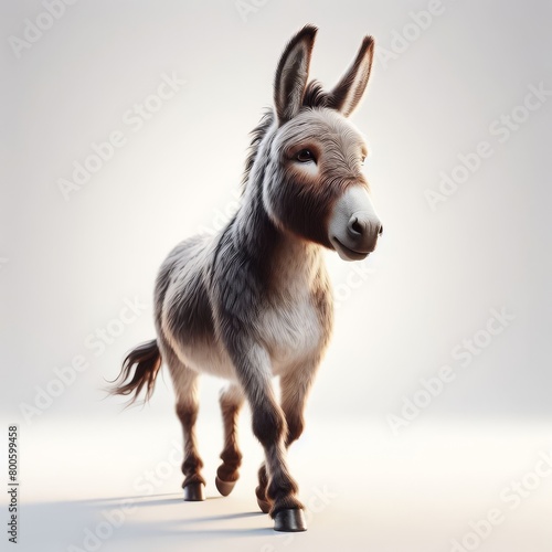 close up of a donkey on white