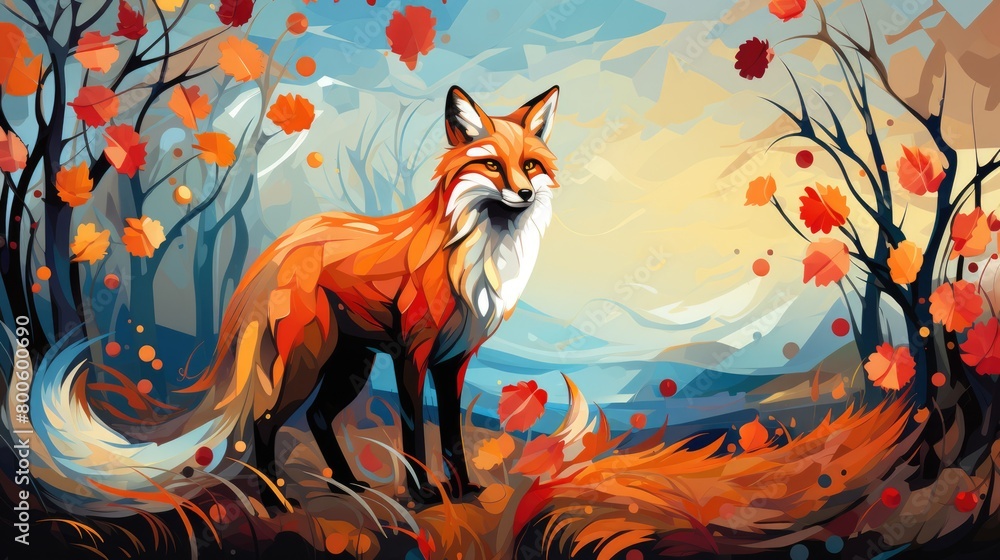 © positfid - a picture vibrant illustration portraying a charismatic fox in its natural habitat