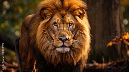 a illustration majestic lion in its natural habitat