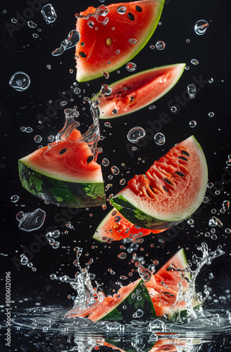 Fresh watermelon slices floating in the water watermelons float