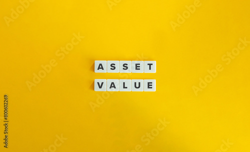 Asset Value Term. Letter Tiles on Yellow Background. Minimal Aesthetics.