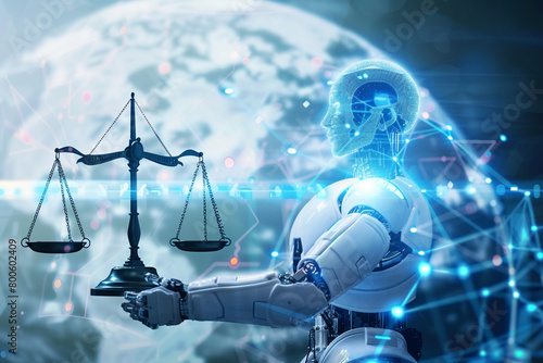AI legal advisors accessing global laws via internet on the sky aiding in digital economy regulations 