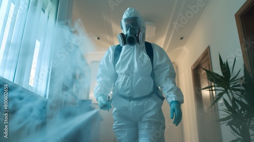 Professional Disinfection Service - Expert in Protective Gear Amidst Indoor 