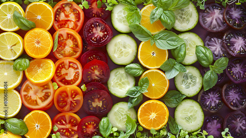 colorful assembly of vegetables and fruit