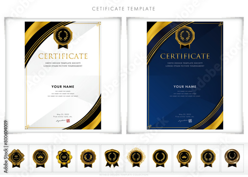 Luxury modern frames and shapes, templates for certificates of recognition, certificates of appreciation, and diplomas. Accommodates award, diploma, business and educational needs. type202(portrait)	