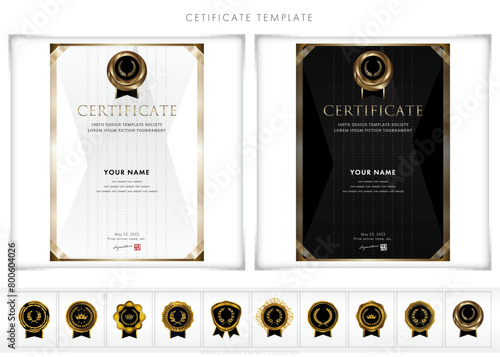 Luxury modern frames and shapes, templates for certificates of recognition, certificates of appreciation, and diplomas. Accommodates award, diploma, business and educational needs. type201(portrait)