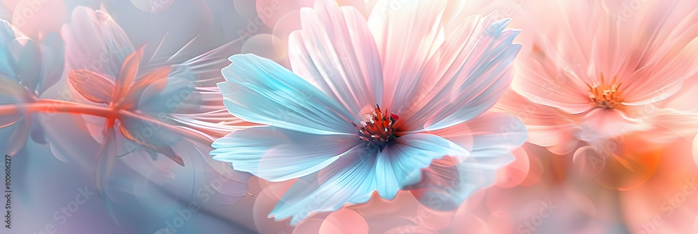 Create a blurred style design featuring a flower in soft pastel hues. Create a blurred style design featuring a flower in soft pastel hues.